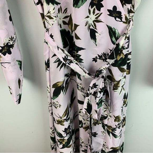 Diane von Furstenberg Elle Floral Silk Long-Sleeve Wrap Midi Dress size medium - Picture 6 of 10